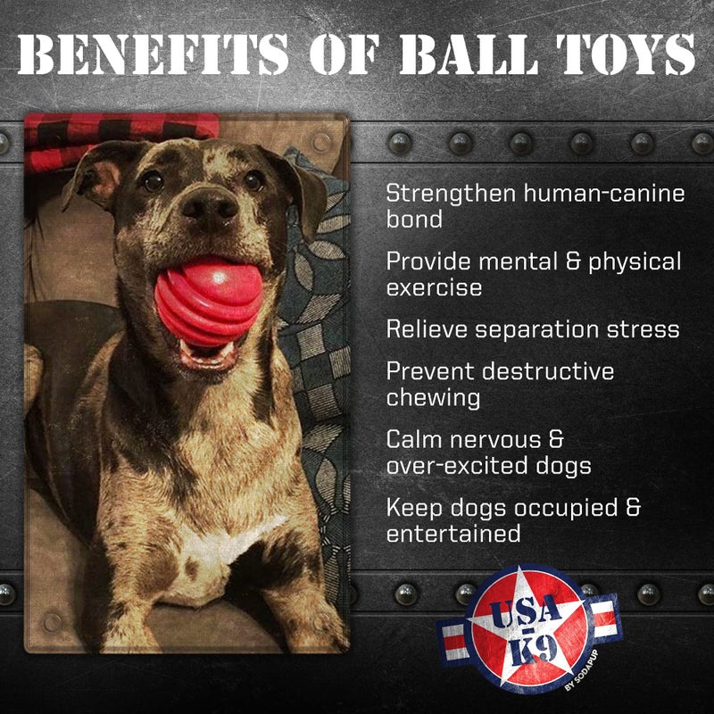SodaPup USA-K9 Stars & Stripes â€“ Durable Dog Ball Toy & Chew Toy Made in USA from Non-Toxic, Pet-Safe, Food Safe Natural Rubber for Bonding, Mental & Physical Exercise, Problem Chewing, Calming & More - Image 4